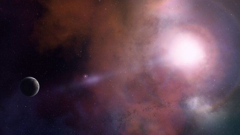 Stellium in astrology represented by a planet amidst a galaxy.