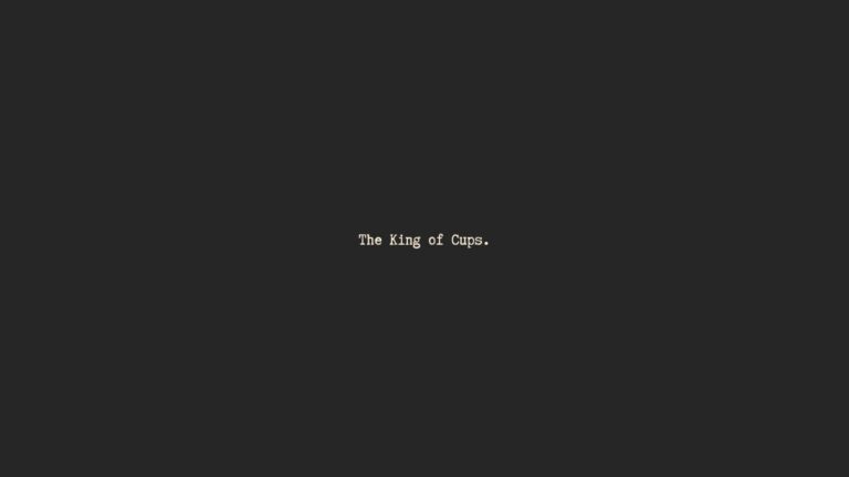 Black background with "The King of Cups" written in white.