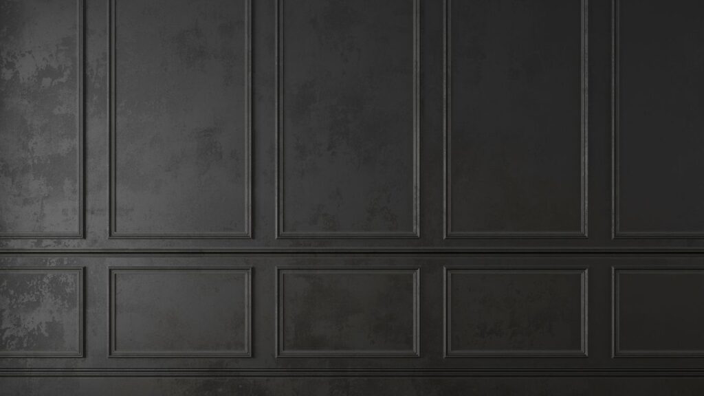 Dark wall with balanced shapes representing Saturn in Libra.