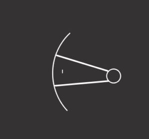 1st house astrology symbol in white on a dark background.