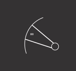 12th house astrology symbol in white on a dark background.