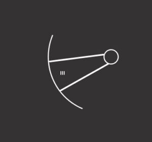 3rd house astrology symbol in white on a dark background.