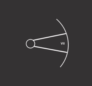 7th house astrology symbol in white on a dark background.