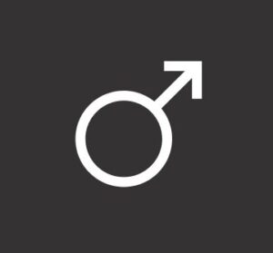 Mars astrology symbol in white on a dark background.