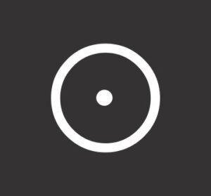 Sun astrology symbol in white on a dark background.