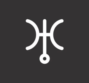 Uranus astrology symbol in white on a dark background.