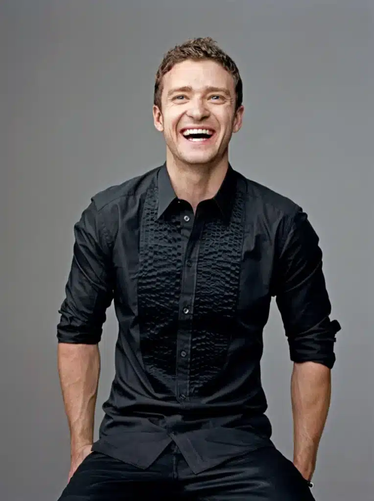 Justin Timberlake laughing. He has a Grand Cross configuration in his astrological chart.