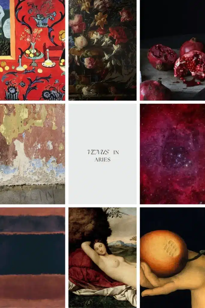 Venus in Aries transit collage.