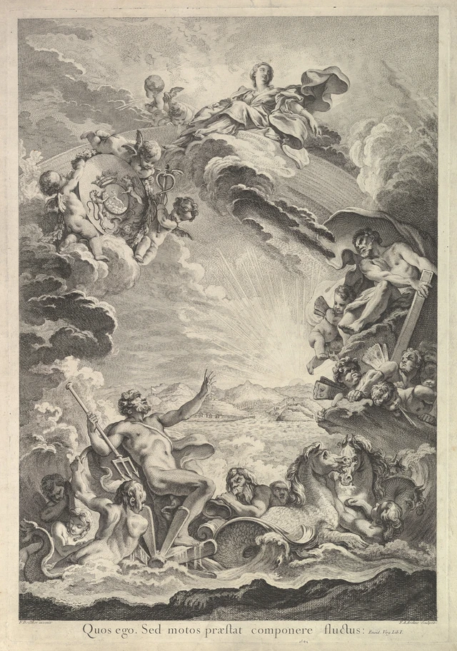Neptune in the 12th house classical engraving of sea god and ocean symbolism.