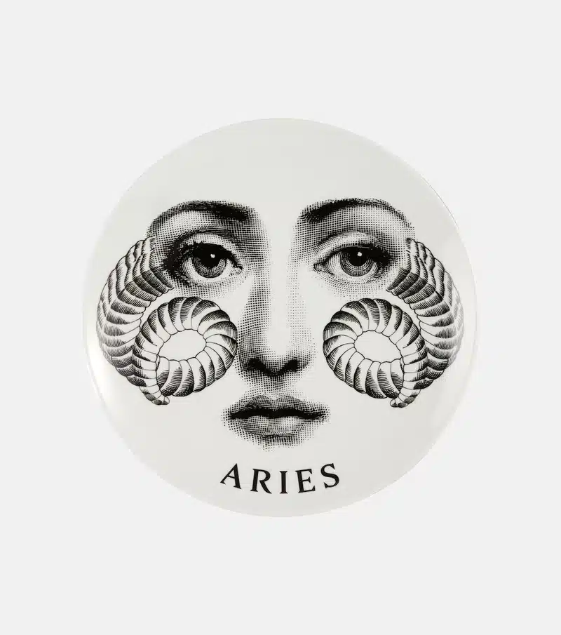 Aries Rising Fornasetti plate zodiac Aries design decorative porcelain artistic collectible style