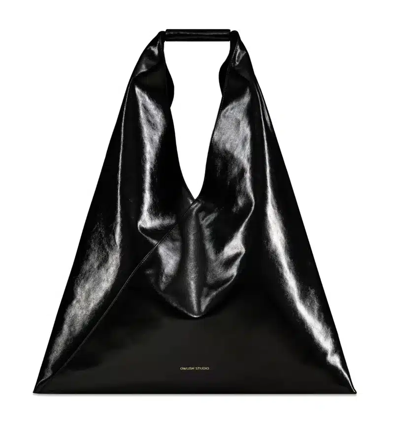 Vegan leather black bag minimalist structured design elegant everyday accessory