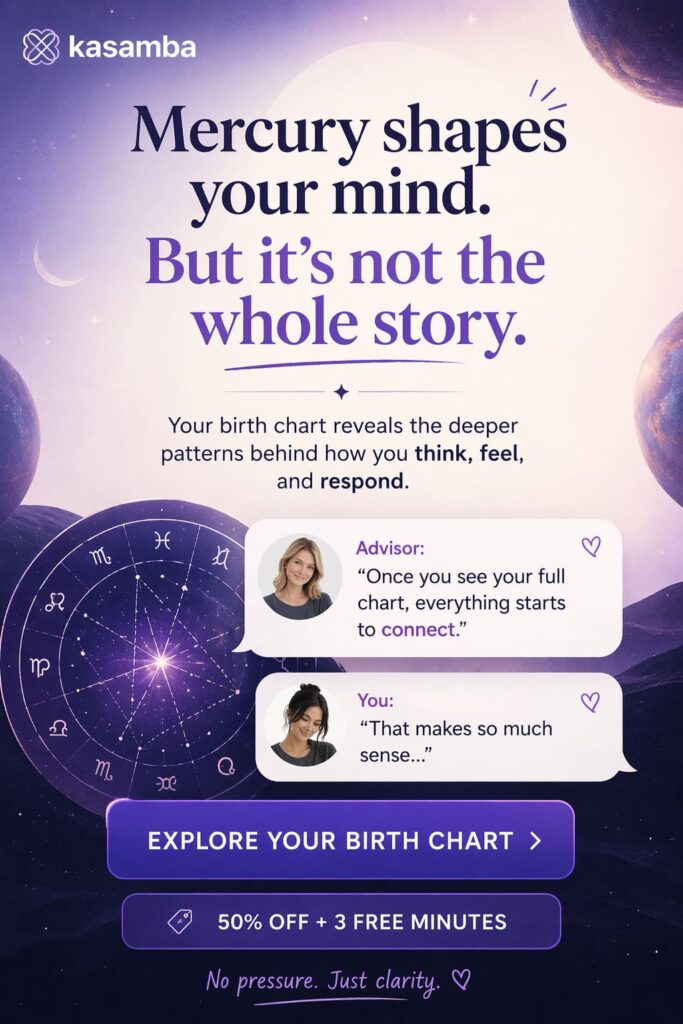 Astrology banner promoting a discounted birth chart reading on Kasamba.