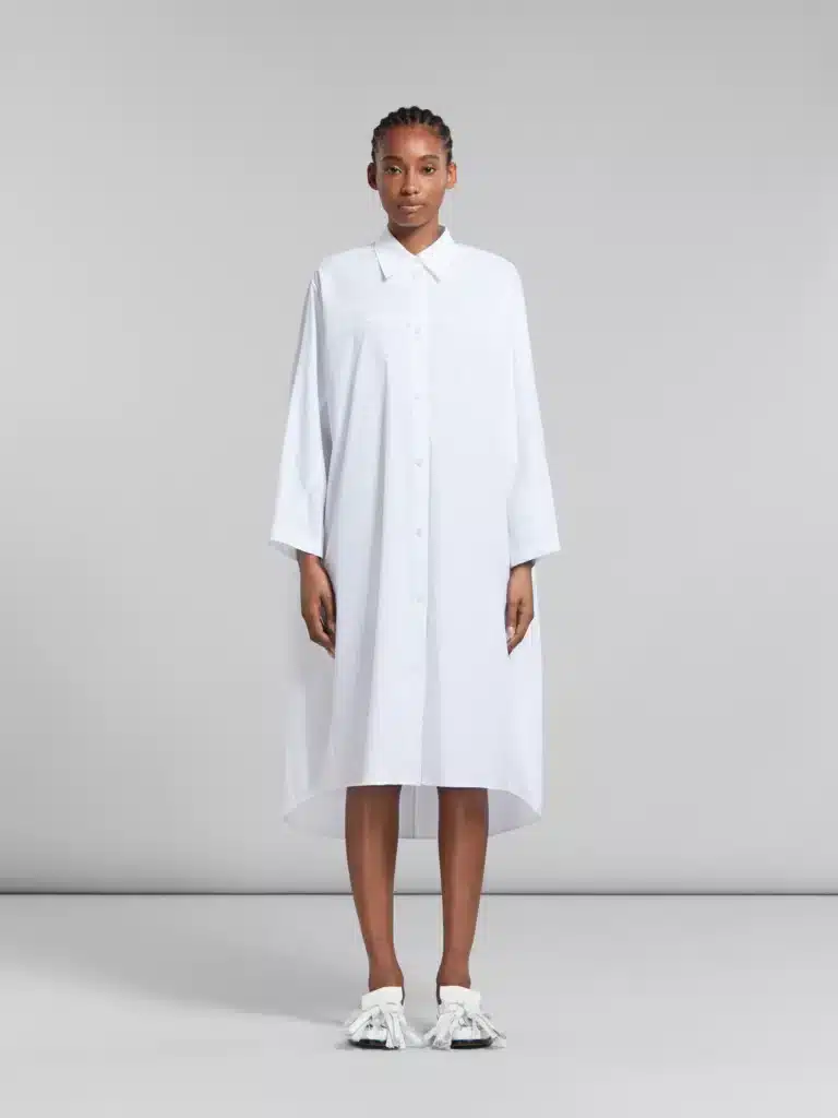 moon edit, white oversized shirt dress on a model symbolizing softness, simplicity, intuitive elegance, and the gentle energy of the Moon