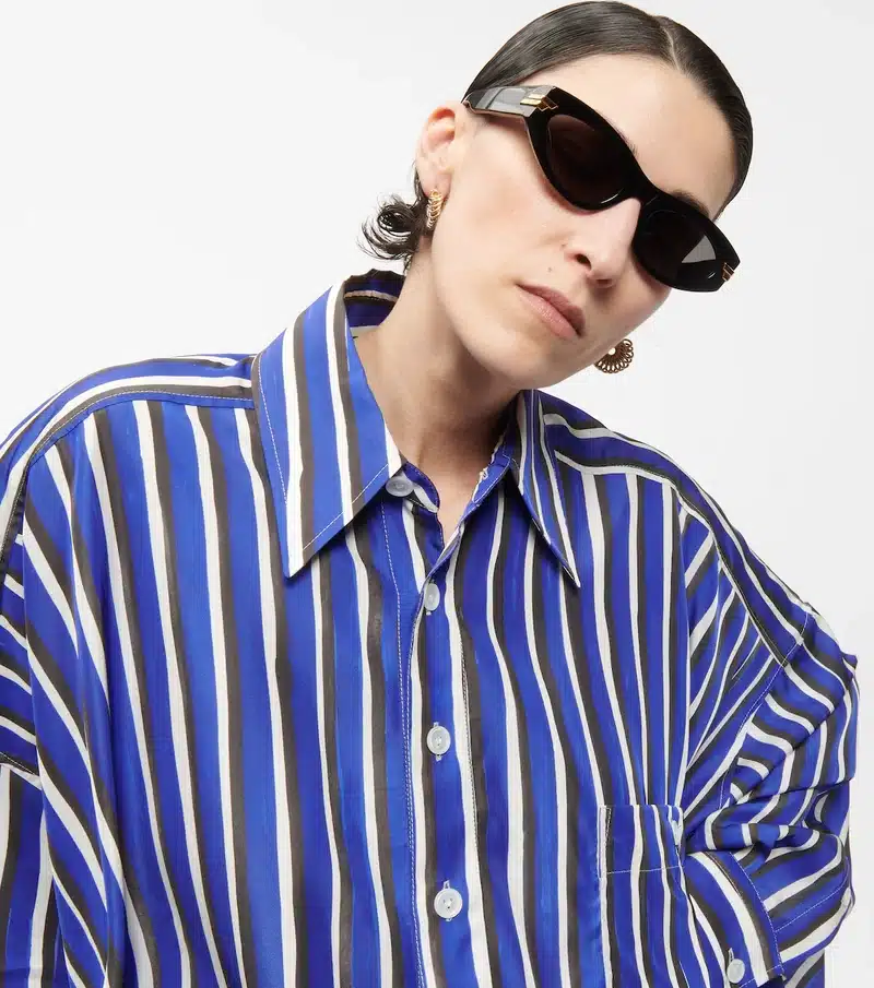 bottega veneta sunglasses libra rising style, elegant structured design with clean lines, refined and timeless aesthetic