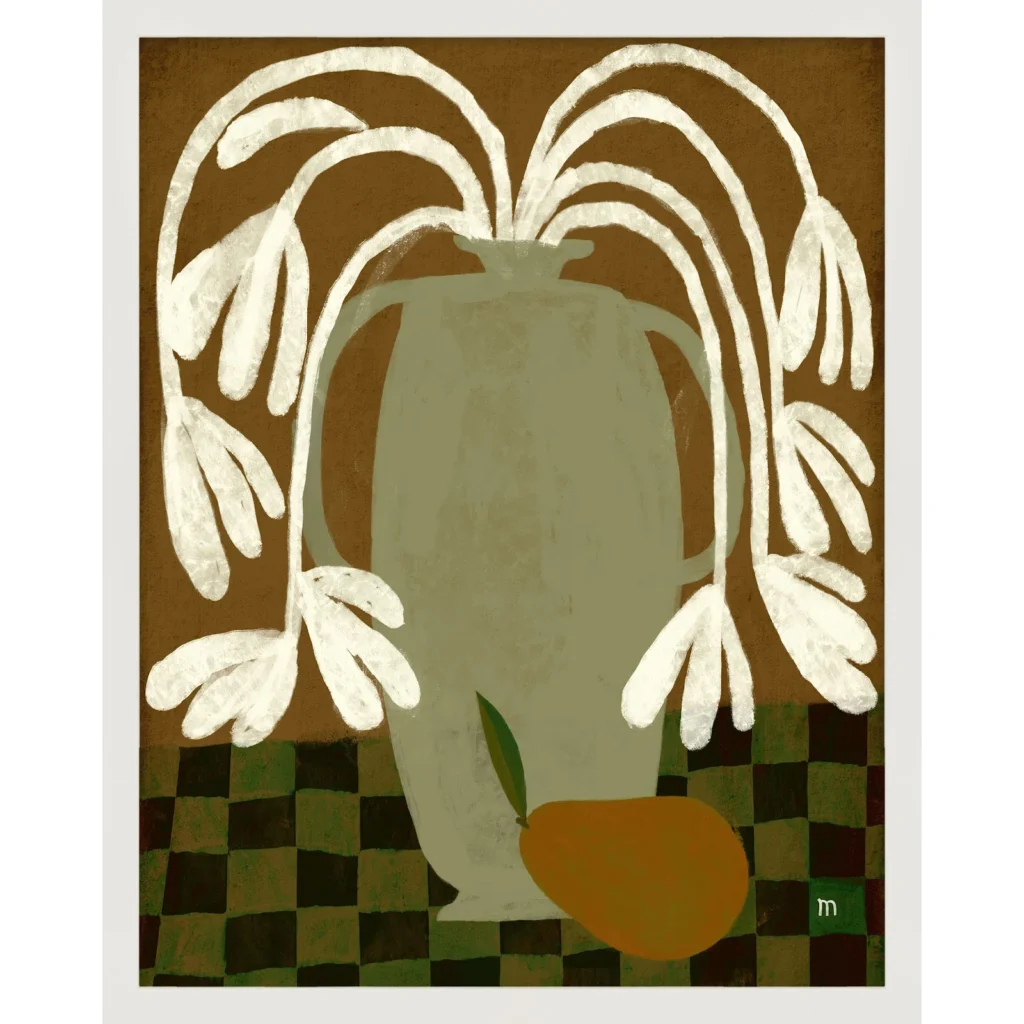 sagittarius rising abstract green still life painting, expressive organic forms with artistic and expansive natural aesthetic