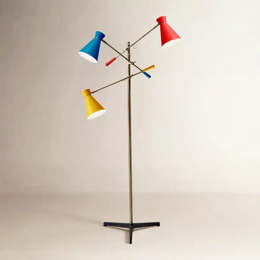 leo season edit, colorful floor lamp with multiple light heads symbolizing radiance, creativity, visibility, and the playful energy of Leo Season