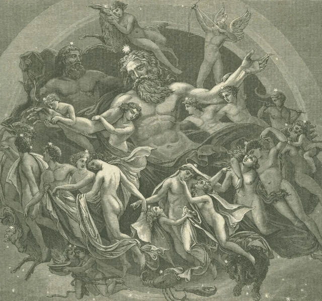 Ancient engraving of Neptune symbolizing eccentric astrology placements, visionary imagination, and the ability to see beyond ordinary reality in the birth chart.