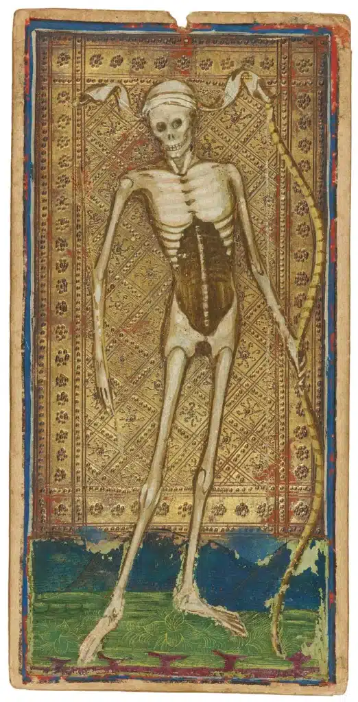 Death tarot card from the Visconti-Sforza deck, associated with Scorpio.