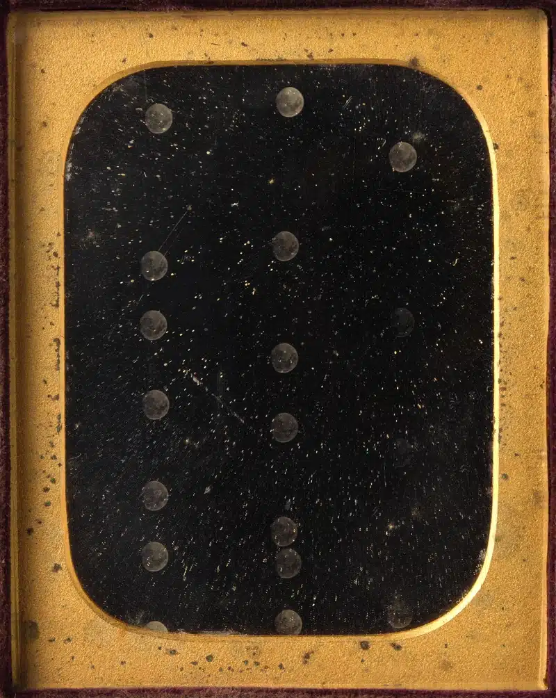 Lunar eclipse in Pisces 2026 artwork featuring moon phases scattered across a dark starry sky inside a golden vintage frame.