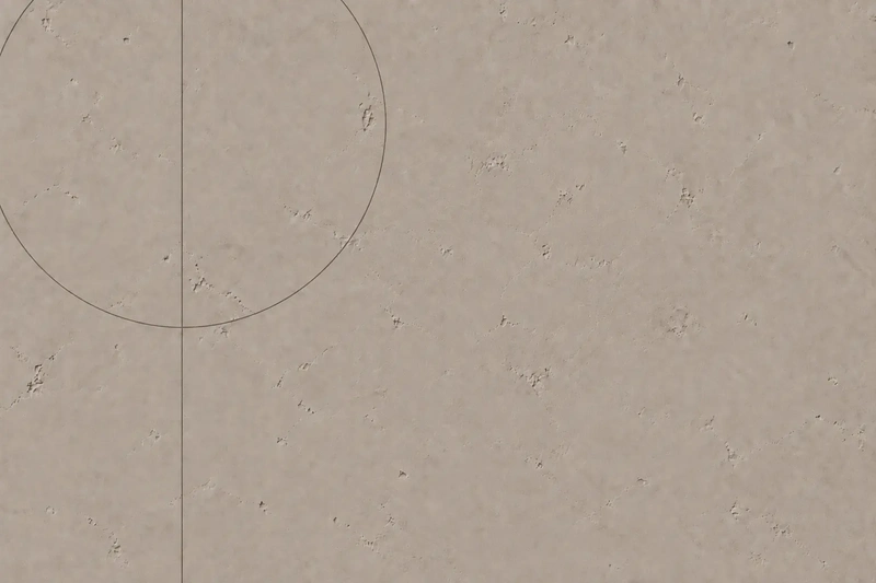 Abstract circle crossed by a diagonal axis on a textured taupe background, inspired by the geometry of an astrological birth chart.