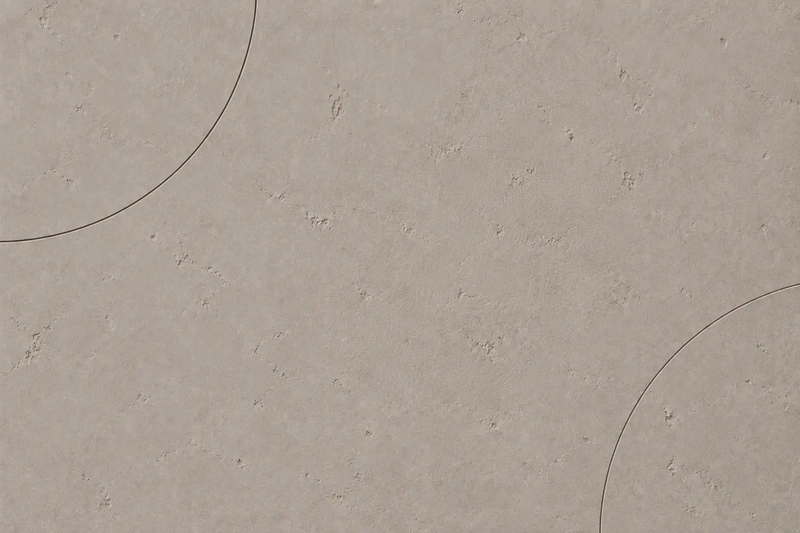 Abstract intersecting orbital lines with a small celestial point on a textured taupe background, inspired by the geometry of an astrological birth chart.