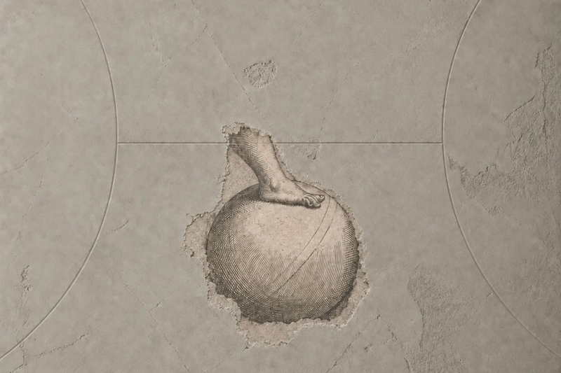 A vintage engraving of a foot balancing on a sphere, symbolising perspective and grounded decision making through an astrology consultation.