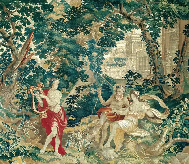 Venus enters Scorpio, depicted in a classical tapestry of Persephone descending into the Underworld.