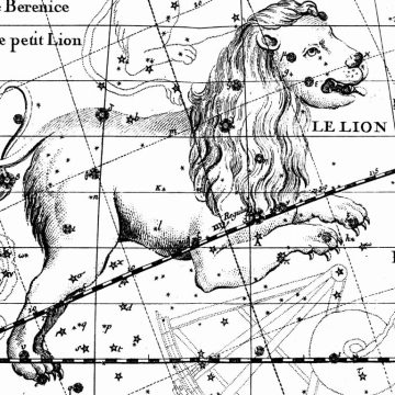 Leo constellation illustrated black and white