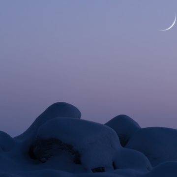 new moon in leo in a light purple sky