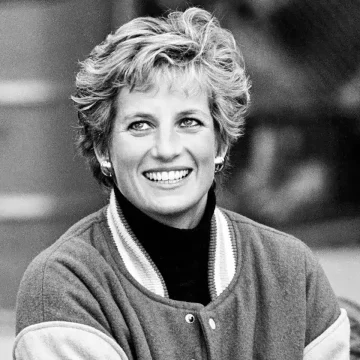 Princess Diana birth chart image showing a black and white portrait of Princess Diana smiling with warmth and elegance.