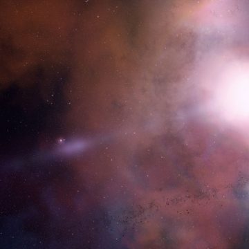 Stellium in astrology represented by a planet amidst a galaxy.