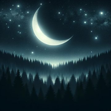 Moon in the 8th house represented by a stunning image of a large moon in a forest valley.